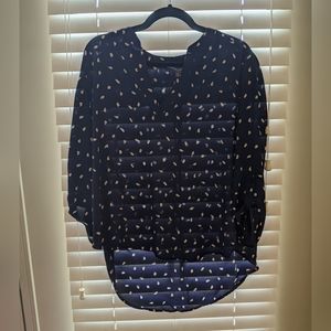 Navy blue with cream abstract print tunic XL